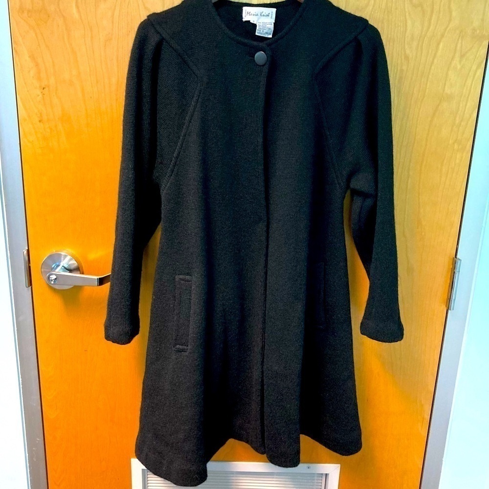 𝅺MARIE KRIST Sz S Knit Mohair Blend Y2K Knee Length Cardigan Coat